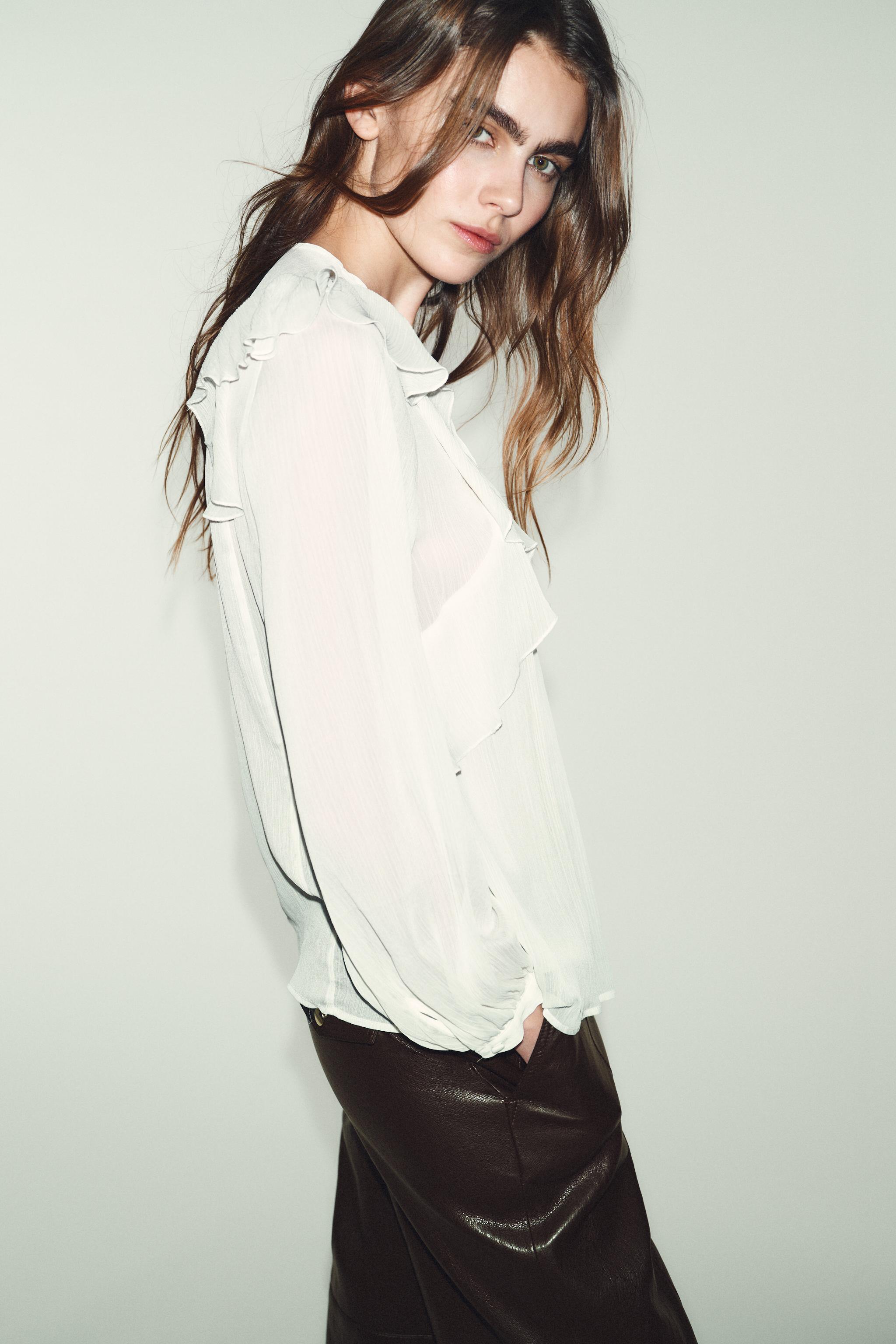 RUFFLED PIN TUCK BLOUSE